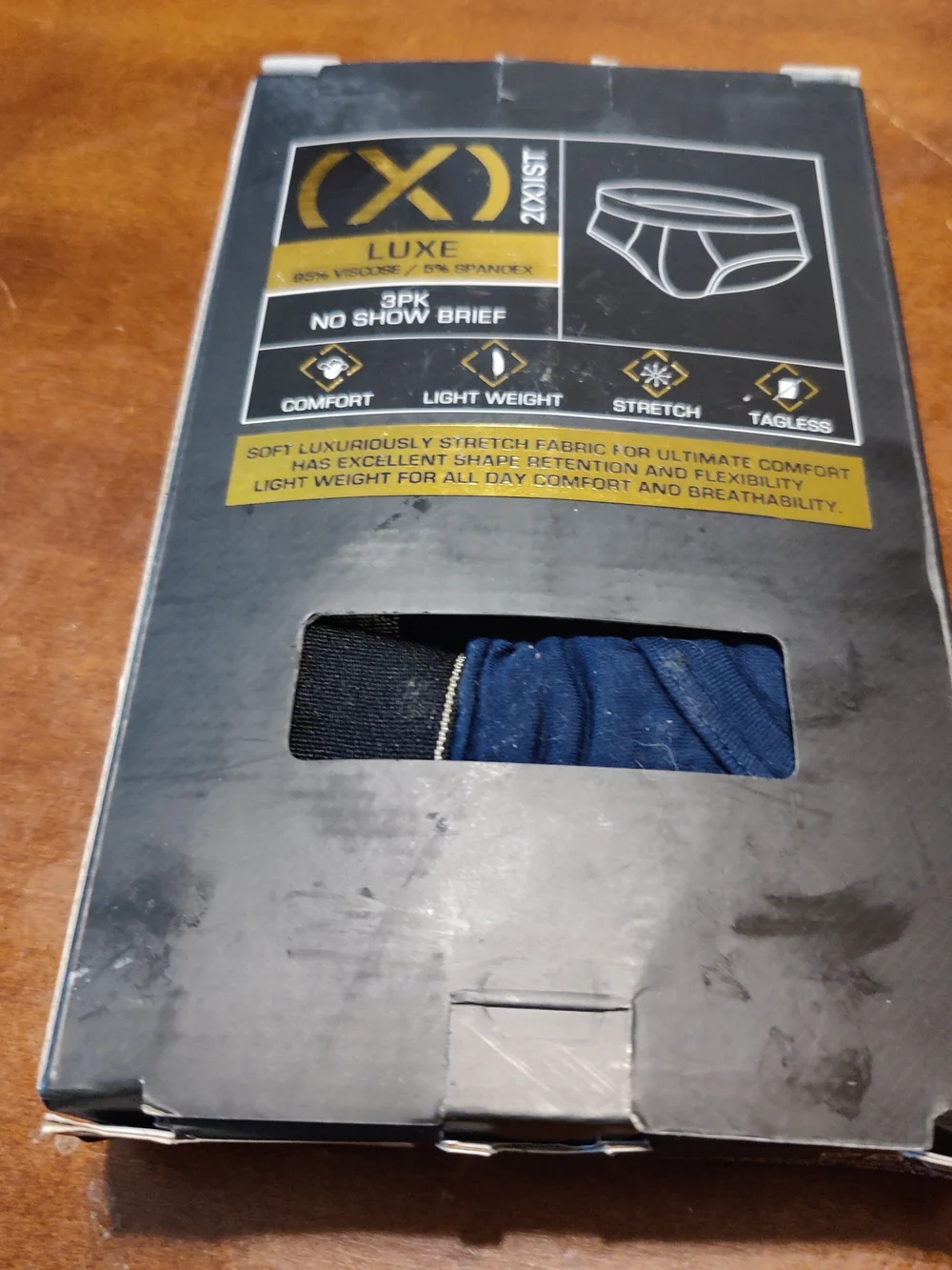 NEW Large 36/38 3-Pack Luxe No-Show Briefs in Navy by 2xist